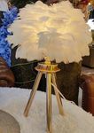 WPS - Electric Fur/Feather Leaf Table Lamp,Night Lamp for Bedroom, Home Decor Items, Lamp for Living Room, Light Lamp, Bedside Lamp, Room Décor- White (Small (18"))