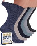 Pembrook Ribbed Knit Bamboo Diabetic Socks - 6 Pairs Crew Bamboo Socks Womens | Diabetic socks for women size 6-9 | 9-11, Black, White, Beige, Aqua, Blue, Navy, Medium