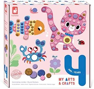 JANOD Kit Loisir Créatif Enfant-J07742 My Arts & Crafts-Dès 4 Ans-Gommettes Rondes-4 Tableaux, Multicolore