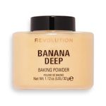 Revolution Beauty London, Loose Baking Powder, Prolongs Makeup Wear, Setting Banana Deep, For Medium to Dark Skin tones, 32g