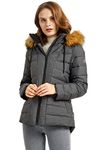Orolay Women's Insulated Winter Quilt Down Jacket with Fur Hood Darkgrey XS