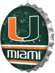 Miami Hurricanes 13” Metal Distressed Bottle Cap Wall Sign – Limited Edition FOCO Hurricanes Sign – Represent the NCAA, ACC and Show Your Team Spirit with Officially Licensed UM Football Fan Gear