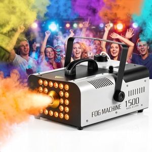 CFKEJI Fog Machine with 24 LED Lights for Halloween Outdoor Indoor 1500W