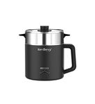 KenBerry Handy Cook Multipurpose Stainless Steel Electric Kettle With Steaming Bowl | Multi Kettle | Multi Cooker | Travel Kettle | Make Infant Food, Instant Food, Tea, (1.65 L, Steel/Black)