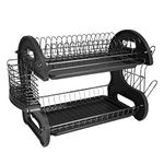 Home Basics Dish Drainer-2 Tier-Plastic, Black