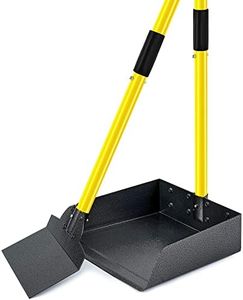 Pooper Scooper for Large Dogs, Adjustable Long Handle Metal Tray and Spade Poop Scooper for Dogs with Bin for Pet Waste Removal, No Bending Clean Up Pooper Scooper for Medium and Large Dogs