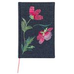 C.R. Gibson Dark Denim Floral Embroidered Hardcover Journal Notebook for Women, 5.75" W x 8.75" L, 192 Pages