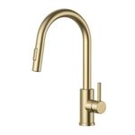 FORIOUS Kitchen Taps, Kitchen Taps Mixer with High Arc Spout Swivels 360° Single Handle Two Spray Function, Pull Down 17in Flexible Hose, Gold