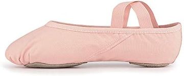 Bezioner Ballet Slippers Girls Canvas Ballet Dance Shoes Women Adult in Pink Black Split Sole（Ballet Pink,Adult 7