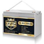 PUPVWMHB LiFePO4 Battery 12V 100Ah lithium batteries 4000+ Deep Cycles Iron Phosphate Battery for Golf Cart Solar RV Camper Marine Battery Low Temp Protection, Built-In BMS.Support Series and Parallel