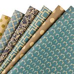 RUSPEPA Wrapping Paper Sheet - Navy Geometric Design Kraft Paper - 6 Sheets Packed As 1 Roll - 44.5 X 76 cm Per Sheet