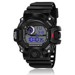 SWADESI STUFF Rubber Digital Multi Functional Black Dial Watch For Men & Boys (Black), Black Band