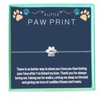 Dog Paw Bracelet in Gold and Silver Colour, Personalise Engraved Pet's Name Hand Finished in the UK with Gift Box Massage Card (Silver)