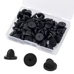 AIEX 50 PCS Butterfly Clutch Pin Backings Rubber Pin Backs Replacement Uniform Locking Pin Backs Tie Tack Pins Keepers for Lapel Pins Jewelry Making Hats Badges (Black 0.45" Diameter)