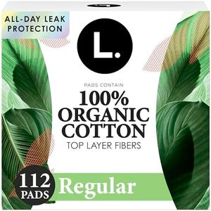 L. Ultra Thin Pads for Women, Regular Absorbency, Organic Cotton Top Layer, Unscented Pads with Wings, 112 Count (4 Packs of 28)