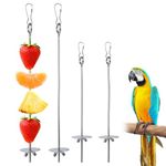 4 Pcs Bird Skewer,Stainless Steel Parrot Skewer Feeder Bird Veggies Skewer Fruit Food Holder Hanging Food Feed Tool Foraging Toy Bird Toys for Budgie Parakeet Cockatiel