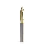 Amana Tool 45613 Zero-Point Solid Carbide V Groove 45 Deg x 1/4 D x 3/4 CH x 1/4 Inch SHK ZrN Coated Router Bit