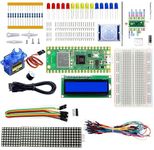 Raspberry Pi Pico w Basic Starter Kit with Raspberry Pi Pico, Breadboard, I2C 1602 LCD Display Module, 9g Mirco Servo for Raspberry Pi Beginners & Software Engineer