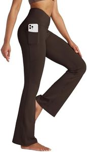 WILLIT Women's Flare Leggings Crossover Yoga Pants High Waist Bootcut Workout Leggings with Pockets 29" Coffee M