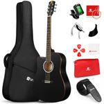 Vangoa Left Handed Guitar, Full Size Cutaway Left Handed Acoustic Guitar Kit for Adult Beginner 41 Inch Lefty Acustica Guitarra Set, Black