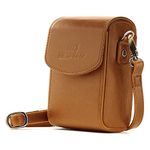 MegaGear Canon PowerShot G7 X Mark II, G7 X Leather Camera Case with Strap - Light Brown - MG768