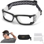 SooGree Sport Goggles Glasses Racquetball Goggles Basketball Soccer Football Sports Protective Goggles Men Women (Black grame white pad)