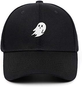 yunxi Ghost Embroidered Caps Halloween Men Women Baseball Cap Pure Color Snapback Hat (Black)