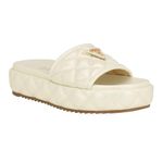 GUESS Women's Longo Flat Sandal, Ivory, 11