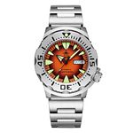 ADDIESDIVE Automatic Watch for Men Diver 200M Orange Dial Synthetic Sapphire AD2103 (Orange)