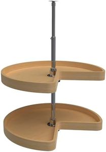 Rev-A-Shelf Dual Shelves Kidney-Shape 32" Lazy Susan Organizer for Lower Corner & Base Kitchen Cabinets, Turntable Home Storage, Wooden, 4WLS472-32-52