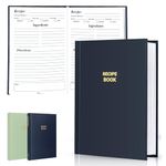 Serrenf Perfect Blank Recipe book - Write In Your Own Recipes,Organize Your Recipes- Waterproof Cover and 186 Blank Pages Recipe Notebook (dark blue)