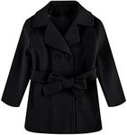 Baby Kids Boys Girls Classic Wool Blend Coat Winter Double Breasted Trench Coat Outwear Pea Coat Jacket with Belt Black