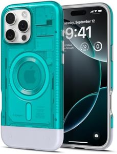 SPIGEN Classic C1 MagFit for iPhone 16 Pro Max Case, Compatible with MagSafe Magnetic Ring, Air Cushion TPU Bumper Technology Modern Feel Detail Design Raised Edges Cover - Bondi Blue