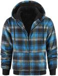 Mens Flannel Fleece Hoodie Jacket Zip Up Sherpa Lined Jackets Warm Thick Casual Shacket Soft Winter Hoodie Coats
