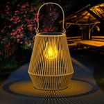 KagoLing Solar Lanterns for Garden, Vintage Hanging Solar Garden Ornaments Waterproof Solar Lights Outdoor Garden for Halloween, Christmas Decorations, Garden Pathway Patio Decor 1PACK