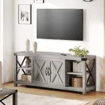 Alkmaar 60" TV Stand for TVs up to 65", Farmhouse Wood TV Stand Entertainment Center with Storage (Grey)