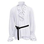 Feitong Fashion Ruffles Shirt Fashion Men Bandage Long Sleeve Medieval Shirt Gothic Man Blouses Camisas