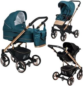 Poussette Combinée Trio 3 en 1 Neri Edition Exclusive RoseGold Vert Jade – Landau, poussette promenade, siège auto "i-Size" Groupe 0+ - Livrée avec ses accessoires.