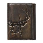 HoJ Co. DEER Trifold | Full Grain Leather With Hand Burnished Finish | Mens Trifold Wallet | Deer Wallet | Outdoors Wallet