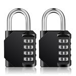 ZHEGE Combination Padlocks, Locker Locks, 4 Digit Combination Locks, Gym Padlocks, School Locker Padlocks, Resettable Weatherproof Combo Locks Outdoor for Backyard Gate, Shed, Fence (Black, 2 Pack)