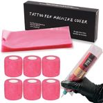 Pen Machine Covers with Grip Wrap - SOTICA 200pcs Pink Pen Covers Large Machine Wrap and 6pcs Grip Tape 2.56×7.1" Gun Wrap Covers Machine Bags with Self Adhesive Bandage Wrap