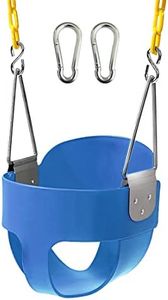 nets Tribe High Back Full Bucket Toddler Swing Seat with 66" Heavy Duty Plastic Coated Chains, Fully Assembled for Playground Swing Set Accessories, Outside, Backyard (Blue)