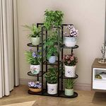 MetalTouch Multi Shelf Wrought Iron Flower Stand Balcony Decoration Rack Flower Shelf Indoor Flower Pot Rack Living Room Green Rack Floor Plant Stand (Black)