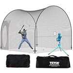 VEVOR Baseball Batting Cage, Softball and Baseball Batting Cage Net and Frame, Practice Portable Cage Net with Carry Bag, Heavy Duty Enclosed Pitching Cage, for Backyard Batting Hitting Training, 12FT