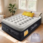 OlarHike Inflatable Mattress, Air Bed Double with Built-in Electric Pump, King Size Blow Up Self Inflating Guest Airbed with Flocked Surface for Camping or Home Use, 190cm L x 140cm W x 46cm H(Black)