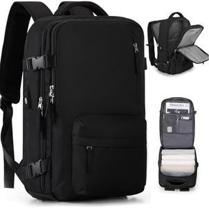 Kommodum - Zaino da viaggio Bagaglio a Mano 45x20x30 da Cabina per Voli Aereo Borsa Porta PC Uomo Donna Custodia Computer Portatile fino ai 15,6” con ricarica USB KM05 NERO M