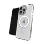 ZAGG Crystal Palace Snap Graphene-Reinforced Case for iPhone 15 Pro [6.1-Inch], MagSafe Compatible, Anti-Yellowing, Shockproof Phone Back Cover (Transparent)