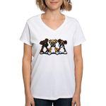 CafePress Three Boxer Lover Women's V Neck T Shirt Womens Cotton V-Neck T-shirt White