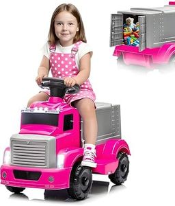 6V Ride On Fire Truck with Storage Box, Music, Light - Electric Car for Toddler 3-5 - Toddler Cars to Drive for Boys, Girls