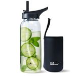 The Better Home Borosilicate Sipper Water Bottle 1 Litre With Anti Slip Cover Sleeve | Sipper Bottle For Adults | Water Bottle For Fridge, Gym, School | Leak Proof BPA Free | Anti Fragile Glass